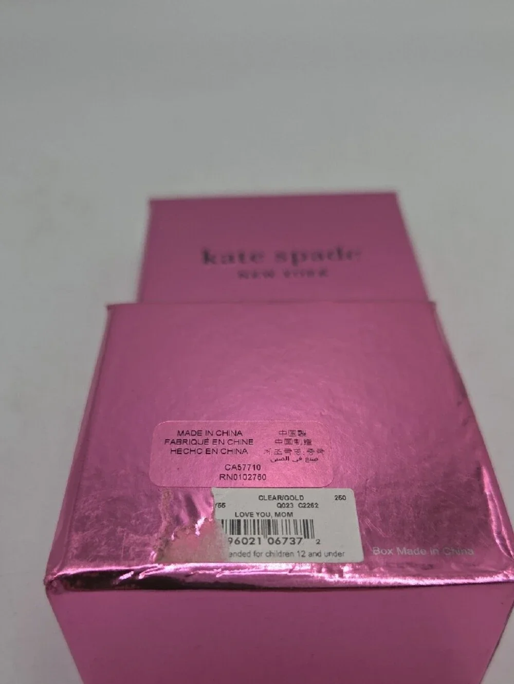 kate spade Gold Tone LOVE YOU, MOM Earrings with Clear CZ
